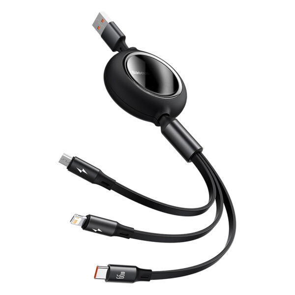 Baseus 3 in 1 Cable one for three Retractable 66W Fast Charging Data Cable Usb to Type C Micro Lightning CAMLC-MJ01 - Image 2