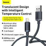 Baseus Crystal Shine Series 2.4A Fast Charging USB to Lightning Data Cable 2m Black CAJY000101