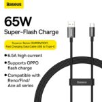 Baseus Cable Supervooc 65W Superior Series Fast Charging Data Cable USB to Type-C Black 1M