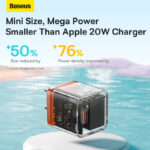Baseus Charger 20W For Apple Iphone 14 13 12 11 Series GaN5 Fast Charger  1C  CN Adapter  Amber Orange CCGP170007 - Image 3