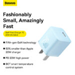 Baseus Charger 20W For Apple Iphone 14 13 12 11 Series GaN5 Fast Charger  1C  CN Adapter  Sierra Blue CCGN040003