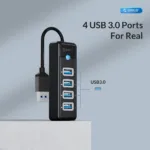 Orico Hub 4in1 USB-A To 4x USB3.0 4-Port Hub PW4U-U3-015-BK-EP 15cm  black