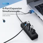 Orico Hub 4in1 USB-A To 4x USB3.0 4-Port Hub PW4U-U3-015-BK-EP 15cm  black - Image 2