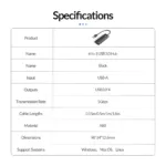 ORICO hub 4 in 1 USB 3.0 hub 4X USB 3.0 5GBPS Speed PAPW4A-U3 0.15M - Image 3