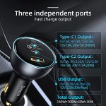Baseus Car Charger 160W Qualcomm® Quick Charge™ 5 Technology 2C+U With 100w Type-C Cable  TZCCZM-0G - Image 3