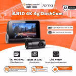 70mai Dash Cam A810 4K 4G Supported Flagship  Camera Front & Rear-1 Year Replacement Warranty