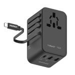 Momax 1-World 70W GaN 3 Port With Built-In USB-C Cable AC Travel Adaptor UA18D