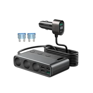 JR-CL06 154W Car cigarette lighter adapter with three sockets + 6 ports