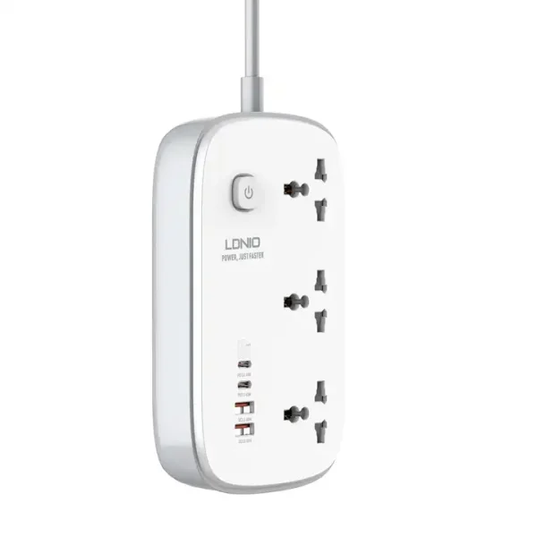 LDNIO Power Strip SC3416 65W 3 Sockets With 4 Port Charger