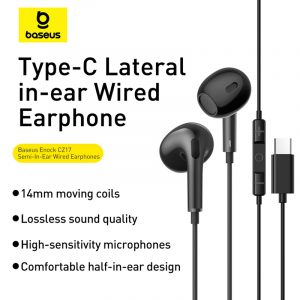 Baseus Type-C Earphone Encok CZ17 Semi-In-Ear Wired Cluster Black A00170000113-Z1