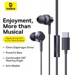 Baseus Earphone Type-c Earphone For Iphone 15 16 Series Samsung google Pixel With Mic Black A00164300113-Z1