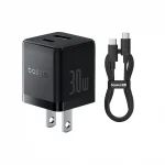 Baseus Charger Set Palm Series 30W Dual Output PD Fast Charger 1X USb 1x Type-c With 60W Type-c cable P1011160B113-01