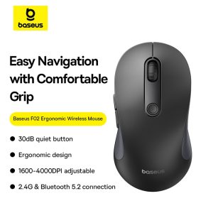 Baseus F02 Ergonomic Wireless Mouse Moon Black B01055505111-01