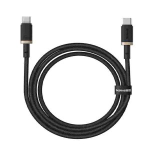 Baseus Cable PD 100W For Iphone 15 16 Series Samsung Google Pixel Laptop Macbook Dura series Type-c to Type-c Cable Gold Black P10377803U01-00