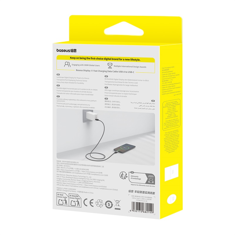 P10382701121-00-16.jpg Baseus Display 2 USB to Type-C 100W Cable For Iphone 15 16 Samsung S25 S24  Pixel Macbook 1m P10382701121-00 - Image 6