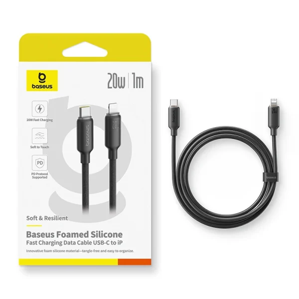 Baseus PD Cable Foamed Silicone Fast Charging Data Cable Type-c To Lightning for Iphone 1M 14 13 12 11 X 8 7 Series E0426A00 - Image 1