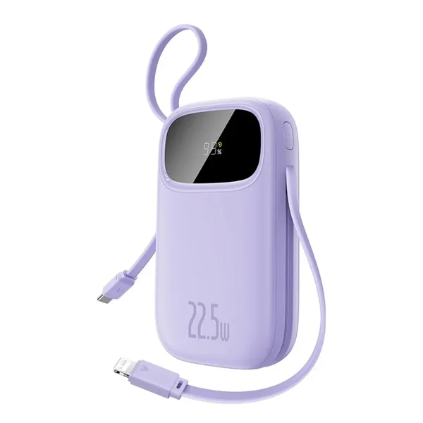 Baseus Power Bank EnerFill FC31 Digital Display Built-in Type-c & Lightning Cable 20000mAh 22.5W  Purple P10082107513-00 - Image 1