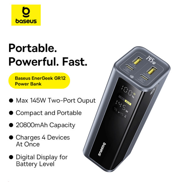 Baseus Power Bank 145W Energeek GP12 20800mAh Powerbank For Macbook Mobile Laptop Ipad P10082109813-00 - Image 1