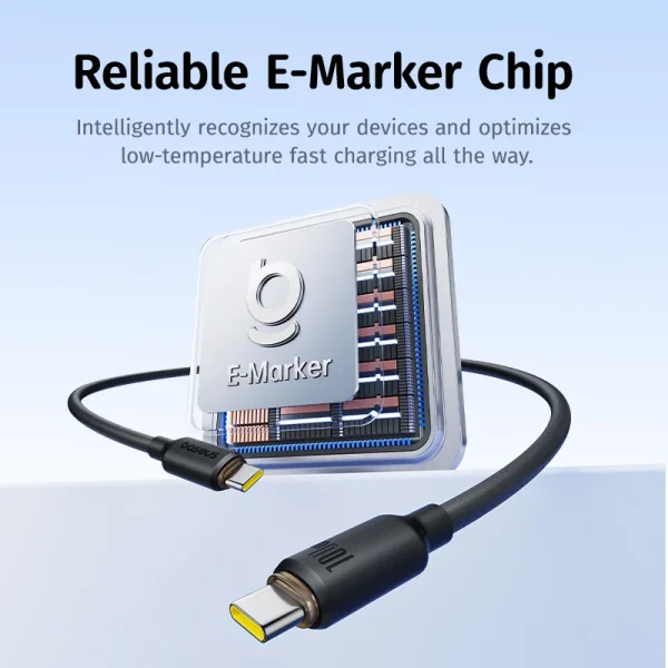 Baseus PD Cable Foamed Silicone Fast Charging Data Cable Type-c to Type-c  100W  Blue1m E0426702 - Image 3