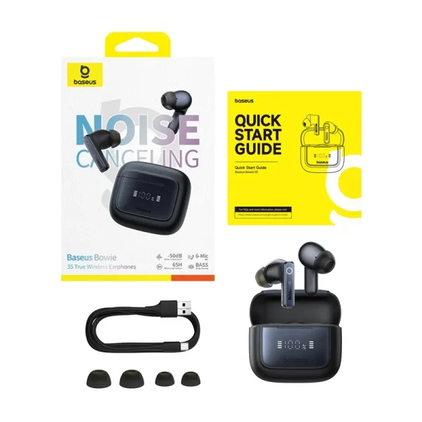Baseus Bowie 35 ANC True Wireless Earphones 65Hours Long Battery Life Cosmic Black A00073800123-00 - Image 2