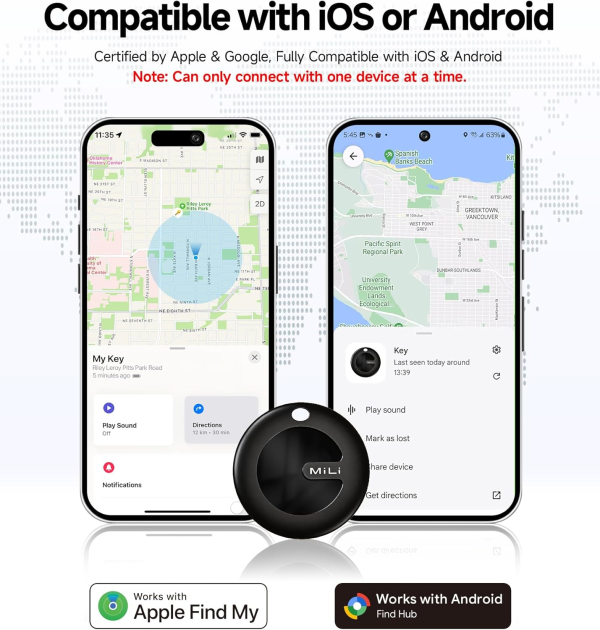MiLi MiTag Duo Smart Finder for both Android & iOS – replaceable battery, Google & Apple Find My certified