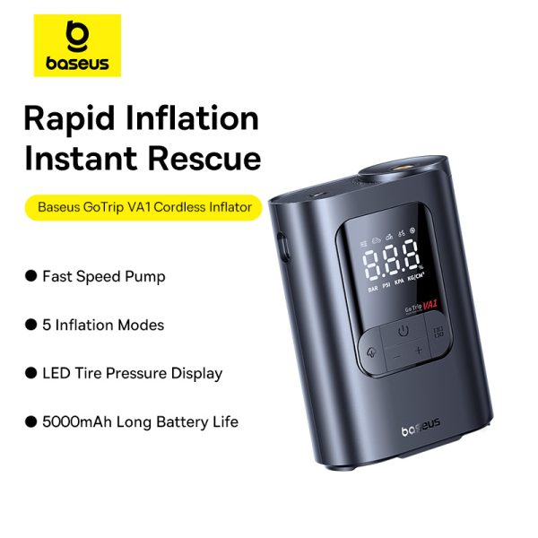 Baseus GoTrip VA1 Super Mini Wireless Inflator 19-Cylinder Cosmic Black -C0119501 - Image 1