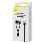 Baseus Short Cable StarSpeed 3in1 Fast Charging Data Cable USB to Micro Type-C Lightning 3.5A 0.6m Black P10319900111-00