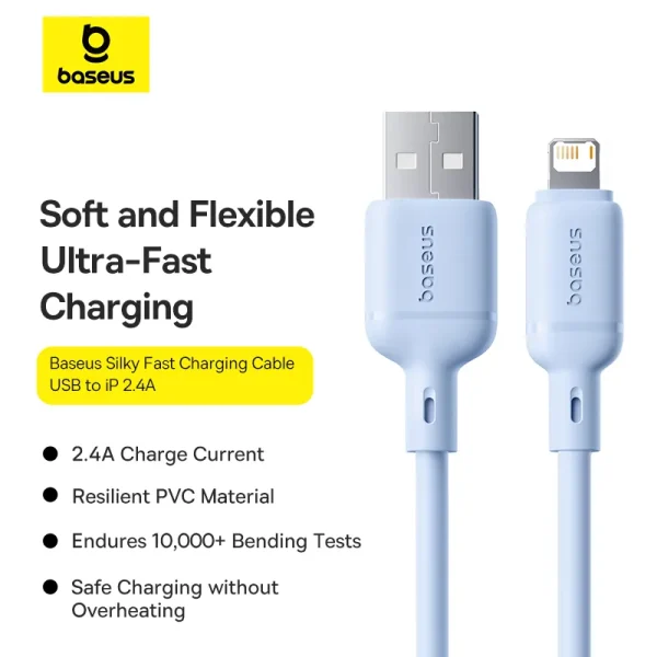 The Baseus Silky Series USB to Lightning For Iphone 2.4A Fast Charging Cable Galaxy blue P10377702313-00 - Image 1