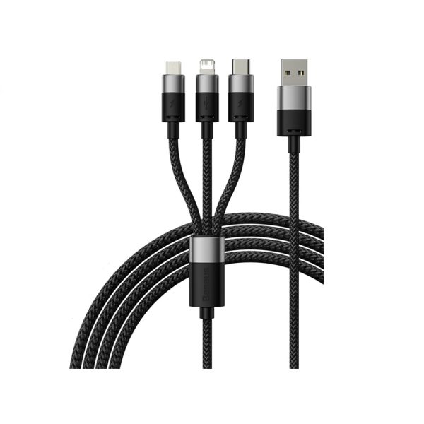 Baseus Short Cable StarSpeed 3in1 Fast Charging Data Cable USB to Micro Type-C Lightning 3.5A 0.6m Black P10319900111-00