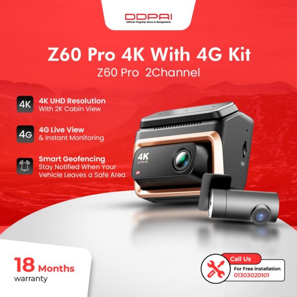 DDPAI Dash Camera 4G Z60 Pro 4K - Image 1