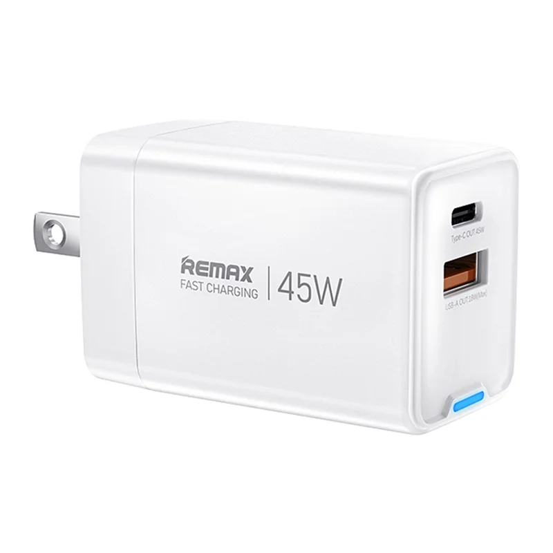 REMAX CA05 45W GaN Fast Charger USB-C USB-A Dual Port Power Adapter - US/CN Plug REMAX CA05 45W GaN Fast Charger USB-C USB-A Dual Port Power Adapter - US/CN Plug