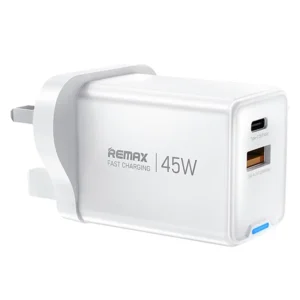 REMAX CA05 45W GaN Fast Charger USB-C USB-A Dual Port Power Adapter - UK Plug
