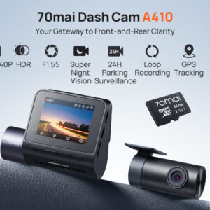 70mai Dash Cam A410 2.5K HDR Dual With Built-in Car Speed monitoring Front and Back Dash Camera