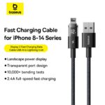Baseus PD 20W Display 2 Fast Charging Data Cable For Iphone 14 13 12 11 USB to Lightning 1m Cosmic Black P10382700121-00