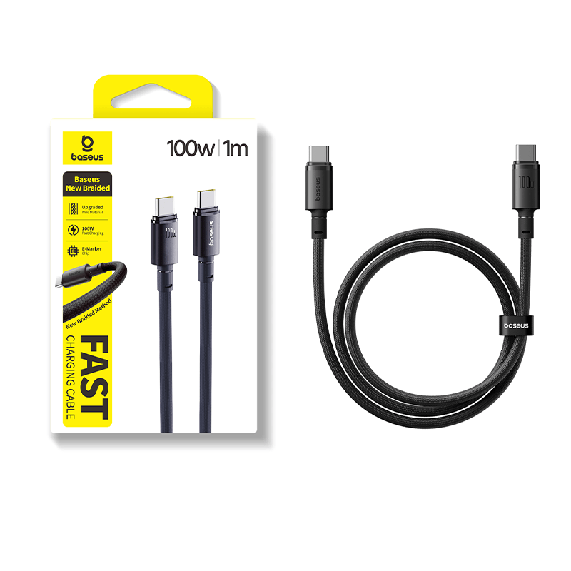 画板-18.png Baseus New Braided Fast Charging Cable Type-c to Type-c 100W for Macbook Samsung Iphone 15 16 17 series Pixel 1m Cosmic Black E0426W00 - Image 1