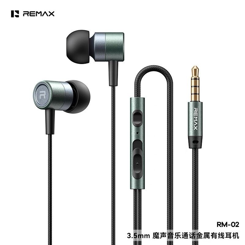 remax rm-02 black Remax RM-02 Wired 3.5mm Earphone 3D Surround Sound Immersive Audio Black - Image 1