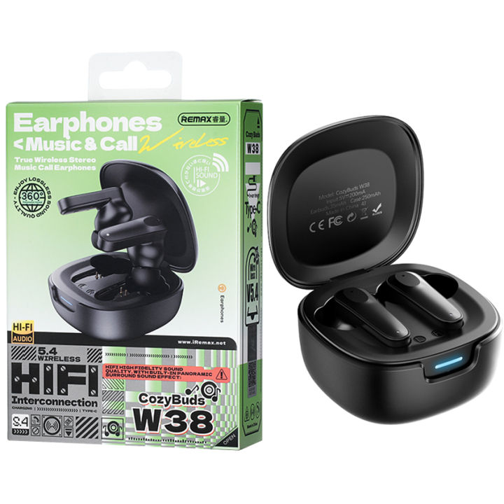 remax w27 tws Remax W38 Bluetooth Earbuds TWS Stereo Earphones black - Image 1