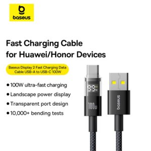 Baseus Display 2 USB to Type-C 100W Cable For Iphone 15 16 Samsung S25 S24 Pixel Macbook 1m P10382701121-00